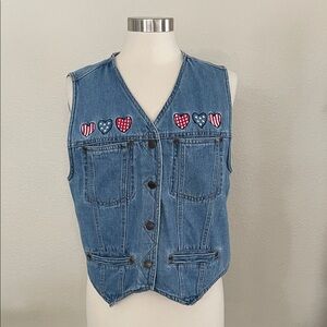 Solutions Original Denim Vest with Heart Embroidery